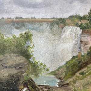 original unsigned painting landscape with waterfall  #121 