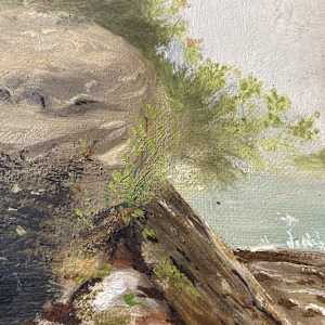 original unsigned painting landscape with waterfall  #121 