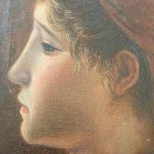 original unsigned painting on canvas portrait  #124 