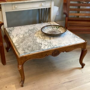 Vintage Italian carved marble top coffee table 