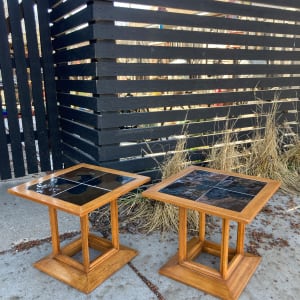 Pair of Drexel tile topped end table 