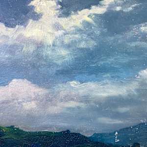 Carl G. T. Olson original painting on board landscape thru trees  #137 