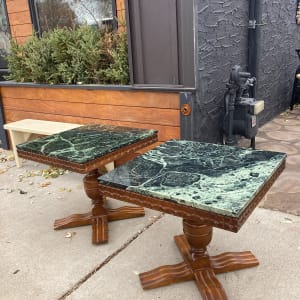 Pair of Verdi marble square side tables 