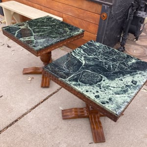 Pair of Verdi marble square side tables 