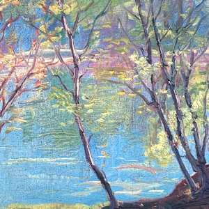 Carl G. T. Olson original painting on canvas spring scene  #150 