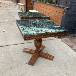 Pair of Verdi marble square side tables 