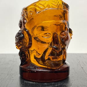 Amber glass Indian chief toothpick holder