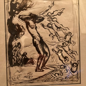 Framed original ink drawing of female nude 