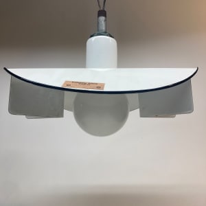 Large white enameled industrial light fixture 