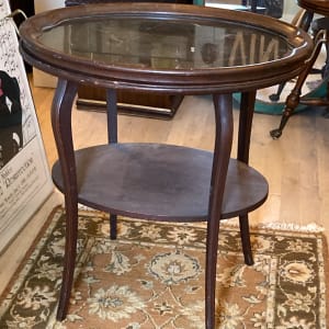 Inlaid mahogany table with serving tray 