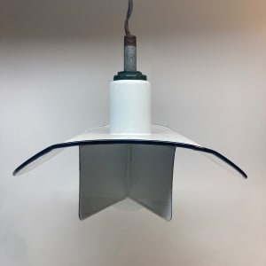 Large white enameled industrial light fixture 