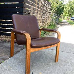 Vintage Ekornes leather upholstered chair 