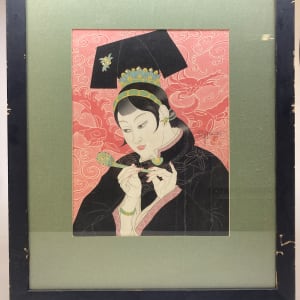 Framed Paul Jacoulet Art Deco woodblock 