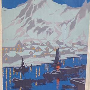 framed woodblock by Minnesota artist Isabel Crawford 