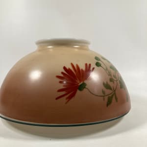 Victorian hand painted floral glass kerosene lamp shade 