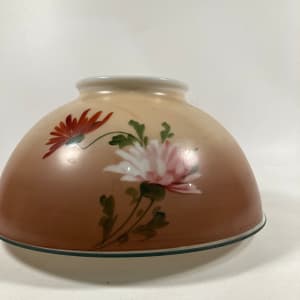 Victorian hand painted floral glass kerosene lamp shade 