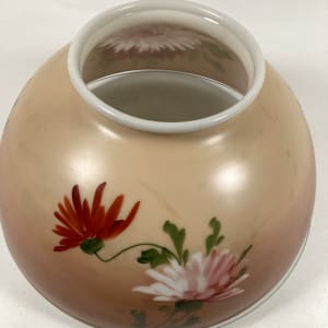 Victorian hand painted floral glass kerosene lamp shade 