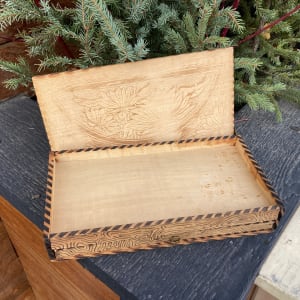 turn of the century pyrography decorated box 