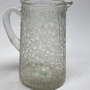 Geometric pattern pressed glass 2 quart pitcher 