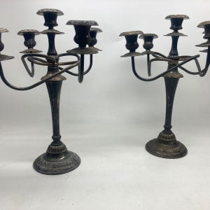Pair of silver-plate candelabras 
