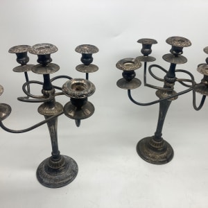 Pair of silver-plate candelabras 