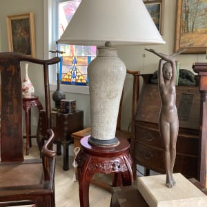 tall hand made Raku pottery lamp 