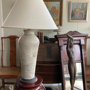 tall hand made Raku pottery lamp 