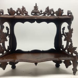 carved  victorian table top shelf 