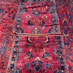 Antique hand tied wool repaired Persian runner 
