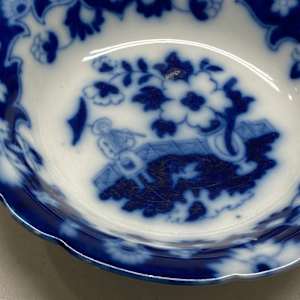 Flow blue Pekin Staffordshire serving bowl 