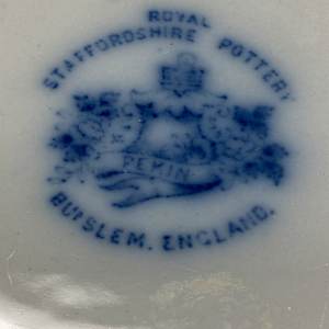 Flow blue Pekin Staffordshire serving bowl 