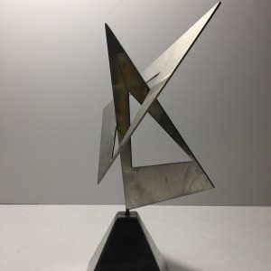 Mid century modern stainless steel triangle sculpture