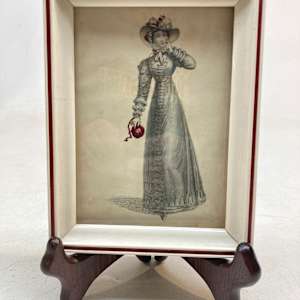 Hand painted turn of the century fashion print 
