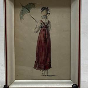 Hand painted turn of the century fashion print 