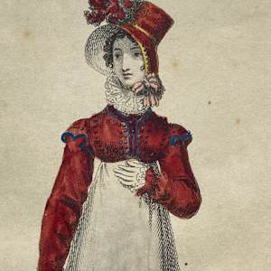 Hand painted turn of the century fashion print 