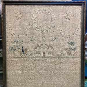 Framed sampler with horse 