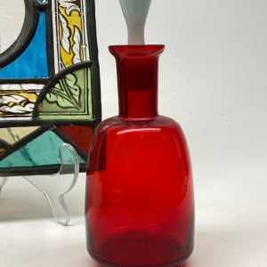Murano ruby red perfume bottle with white stopper 