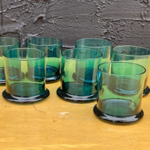 Set of 6 blue glass tumblers 