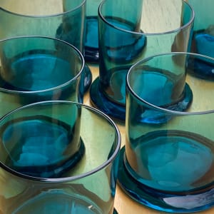 Set of 6 blue glass tumblers 