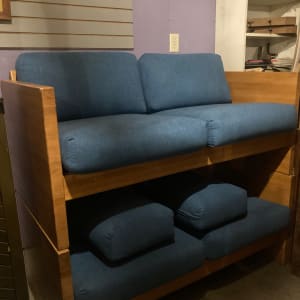 mcm  butcher block loveseat 