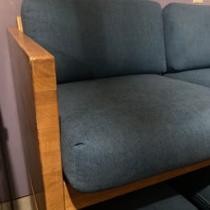 mcm  butcher block loveseat 