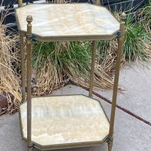 Brass and onyx two tiered table 