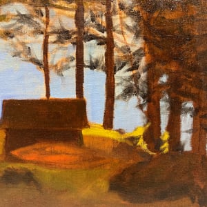 Oil painting of cabin on canvas 