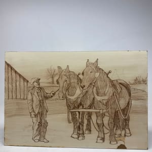 original study painting of man with horses 