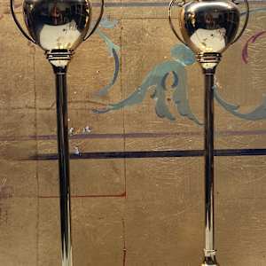Pair of brass table top classic urn lamps 