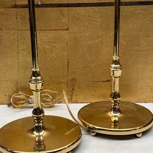 Pair of brass table top classic urn lamps 