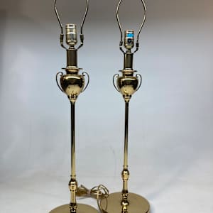 Pair of brass table top classic urn lamps 