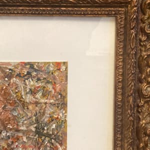 Framed Abstract impasto painting on paper 