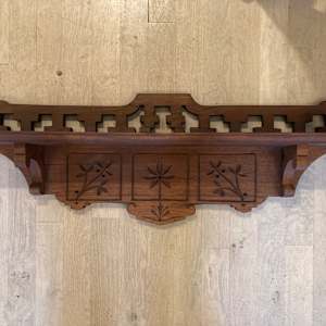 Victorian walnut spoon carved shelf 