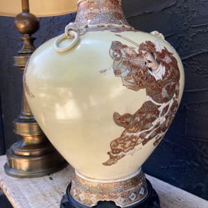 Large Satsuma pottery table lamp 